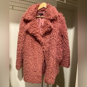 Dusty Rose Fluffy Coat